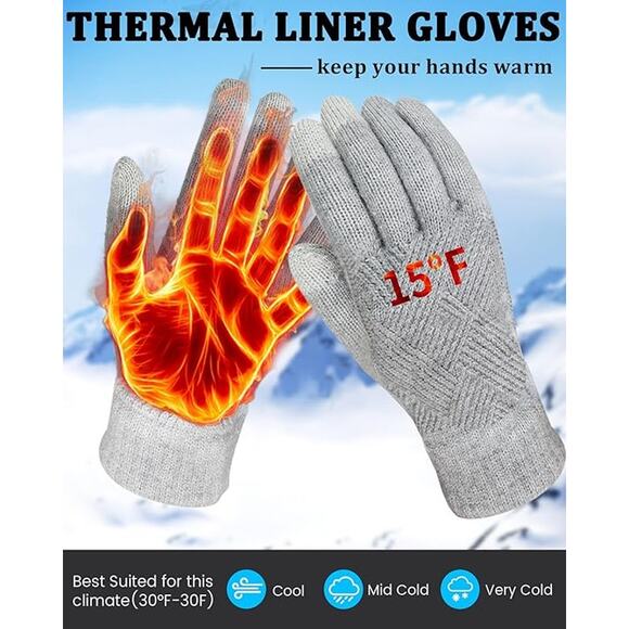 REACH STAR Winter Gloves Women Touchscreen Thermal Knit Warm Cold Weather - Picture 2 of 6